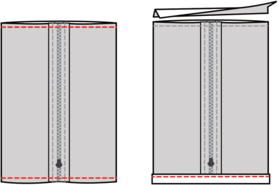 Sew the ends of pouch closed